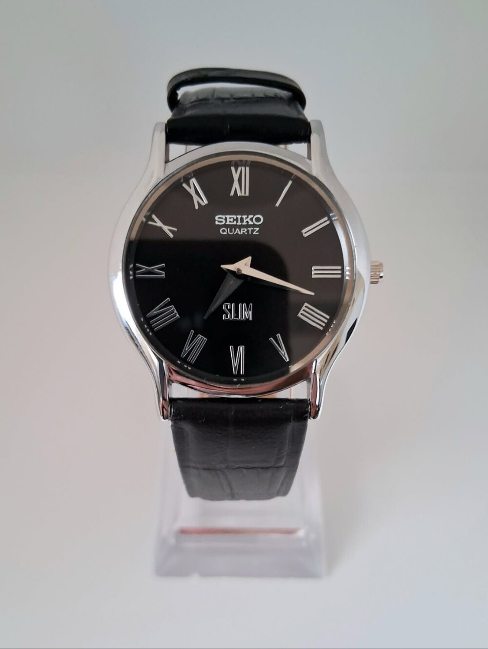Seiko Super Slim Men's Vintage Leather Wrist Watch RARE